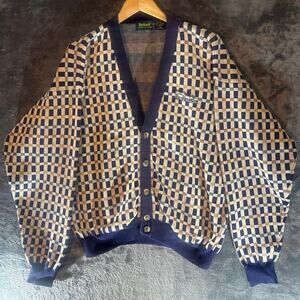 VTG 80s/90s Byford Pebble Beach Golf Knit Cardigan Sweater XL Grandpa Hong Kong!
